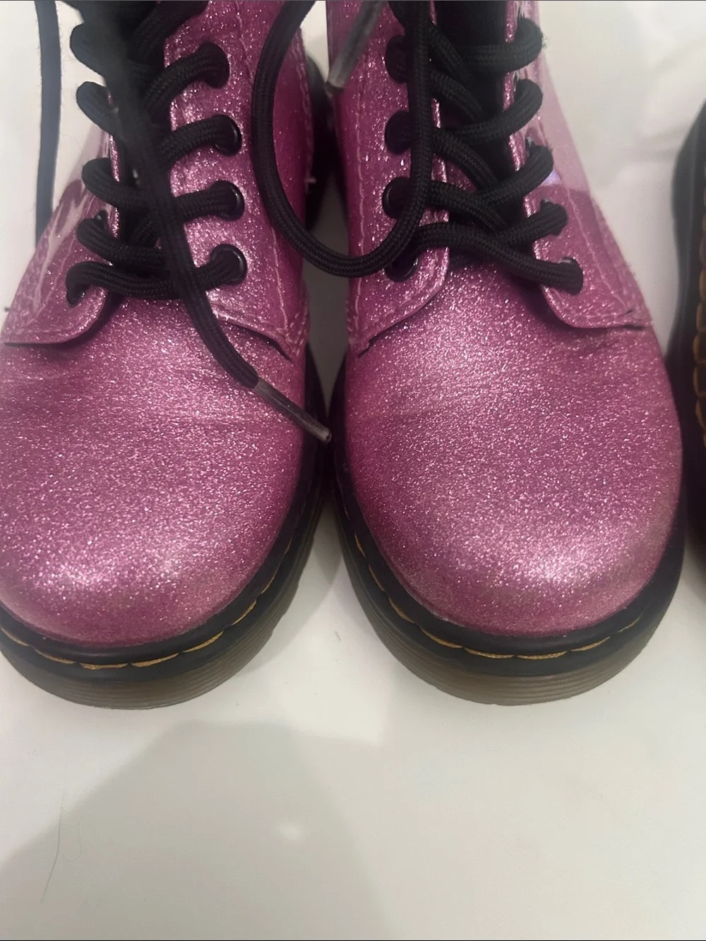 Dr. Martens Kids Glitter Lace-Up Boots - Pink and Silver